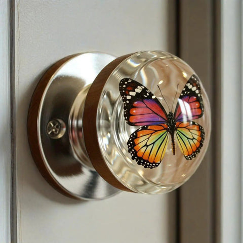 Kickstart Your Home Refresh With Vintage Floral Resin Cabinet Handles Featuring Smooth Gliding Drawer Pulls And Rock Solid Metal Hardware For Adding Old School Charm To Any Dresser Upgrade. A butterfly knob with resin and metal accents.