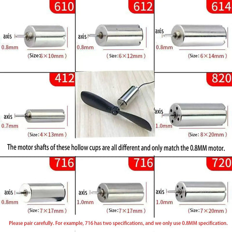 Pro Grade 20-Pack 1.38 Inch Mini Propellers For RC Aircraft 0.03 Inch Axle Shaft Compatible With 614 615 716 Motors chart