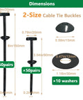 Universal Cable Tie Buckle Kit With 3.54 Inch And 6 Inch Zip Tie Clips And Zipper Clips Snap On Fasteners With Washers