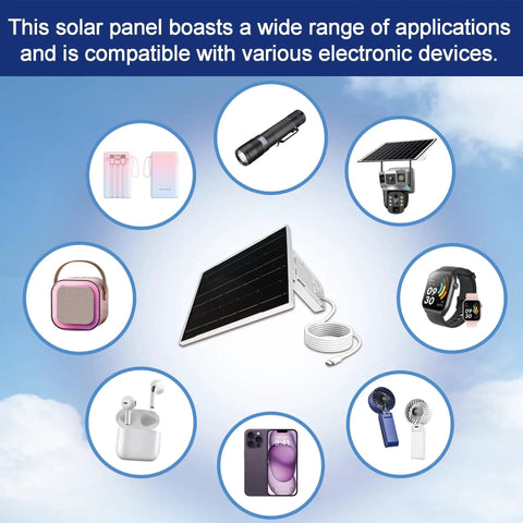 Eco Friendly 3W 5V Monocrystalline Solar Panel With Type C Interface, IP66 Waterproof Outdoor Charger with USB-C devices