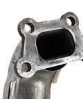 Angled view of GM Driver Side Three Way Catalytic Converter Kit With Exhaust Front Pipe Direct Fit OE Grade Replacement For Cars And Light Trucks Plug And Play Easy Install Emissions Ready Performance showing flange detail.