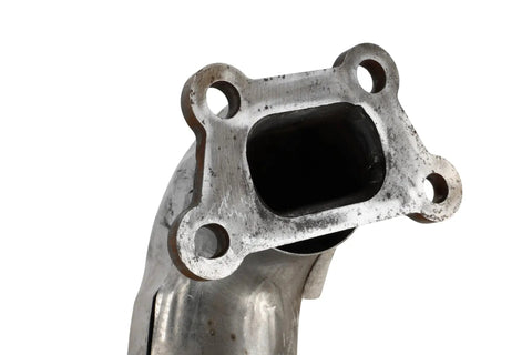 Angled view of GM Driver Side Three Way Catalytic Converter Kit With Exhaust Front Pipe Direct Fit OE Grade Replacement For Cars And Light Trucks Plug And Play Easy Install Emissions Ready Performance showing flange detail.