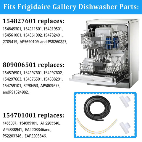 Complete Dishwasher Door Seal Kit With Bottom Gasket And Splash Shields Replacement Set For Frigidaire Dishwasher