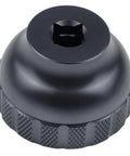 16-Notch Bottom Bracket Tool Black For 41mm OD Threaded BB, Precision Fit In CNC Aluminum, top view showing tool teeth