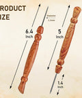 Size details of Go-To Stiletto and Pressing Tool for Quilting and Sewing with 6.4 inch wooden handle and 1.5 inch steel tip