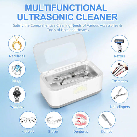 49KHz Ultrasonic Cleaner For Jewelry And Glasses With 5 Cleaning Modes, 27oz 304 Stainless Steel Tank, deep cleaning accessories