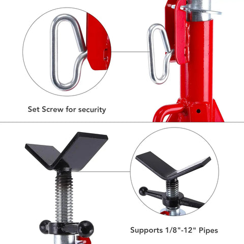 Built Like A Tank Carbon Steel Pipe Jack Stands Adjustable 28 To 52 Inches Heavy Duty Welding Supports Up To 2500 Pounds Perfect For Pipes Beams Truck Beds And Hydraulic Cylinders