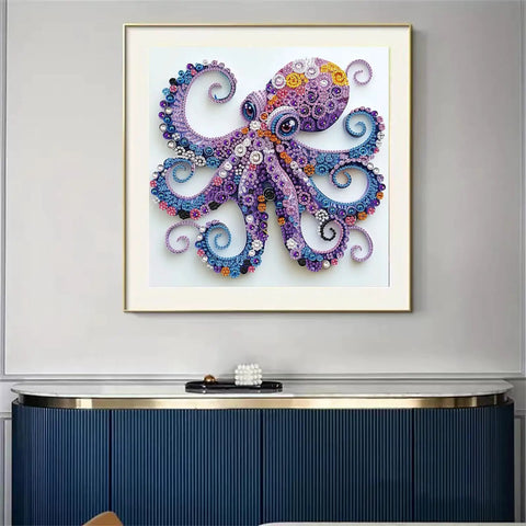 5D Diamond Painting Kit For Beginners With Purple Octopus Special Shape Easy To Start Clear Crystal Rhinestones Paint