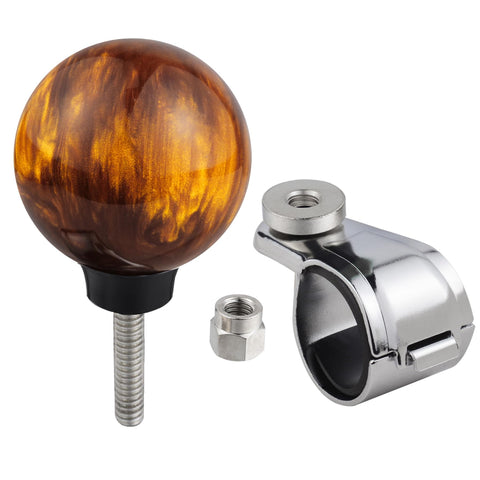 Brown Steering Wheel Knob Ball Spinner Booster Handle for Tractors Forklifts and Lawn Mowers with Non Slip Rubber Grip