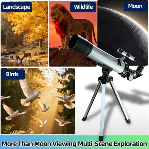 Beginner Kids Telescope Kit With 50mm Lens 100x Magnification Tripod Two Eyepieces And Finder Scope for landscape and wildlife exploration
