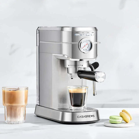 Compact 20 Bar Espresso Machine With Steam Milk Frother For Home Barista Vibes Stainless Steel Coffee Maker, 34oz water tank.