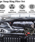 Car engine with Long Reach Snap Ring Pliers Set Heavy Duty 11 Piece With Case Retaining Ring Pliers in use