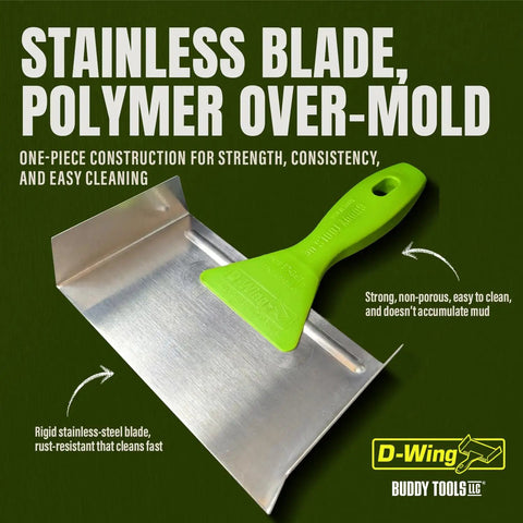 Bi Directional D Wing Drywall Corner Trowel Seven And A Half Inch Stainless Steel Blade With Polymer Handle For Inside Corners