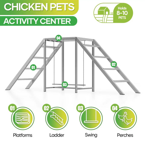 Chicken Coop Perch With Swing And Ladder Set For Backyard Farms Wooden Roosting Bar For 6 To 8 Chickens Stable And Easy To Clean