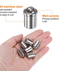 Killer Grip 6 Pack Ball Point Spring Plungers 304 Stainless Steel Precision catch latches held in hand for mechanical clamping.