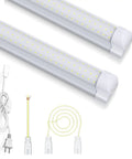 Two Pack 2 Foot LED Shop Lights 30W 3000 Lumen 6500K Daylight Ultra Bright T8 Linkable Ceiling Fixture with cables displayed.