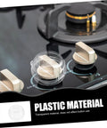 Transparent Six Pack Stove Knob Covers Safety Guards on gas stove for child safety, easy to install and kid-safe home use.