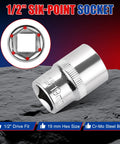 Chrome 19 mm six-point socket with 1/2" drive fit and Cr-Mo steel build
