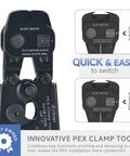 Ratchet Pex Cinch And Remove Tool For Three Eighths To One Inch Stainless Steel Clamps, Universal Clamp Cinching Tool For Pex Lines, Works With ASTM F2098 And Non F2098 Single Ear Hose Clamps, Easy Cinch Remove And Reuse.