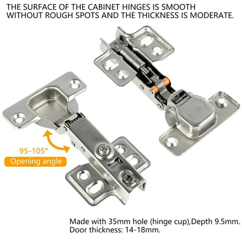 90 To 105 Degree Full Overlay Concealed Cabinet Hinges for Corner Kitchen Cabinets Replacement Hardware, open view, silver