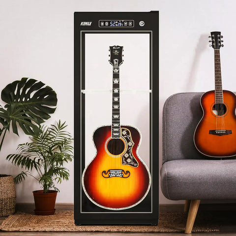 Premium Guitar Display Case With Humidification And Constant Temperature Control, Smart Touch And Fingerprint Lock