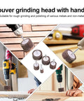 10Pcs Polishing Wheels For Rotary Tools With Brown Corundum Abrasive In Use On Wood Surface, Louver Grinding Head Display