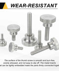 4 Pcs M6 X 12mm Flat Knurled Head Thumb Screws 304 Stainless Steel Fully Threaded Bolts for DIY and electronics on white background
