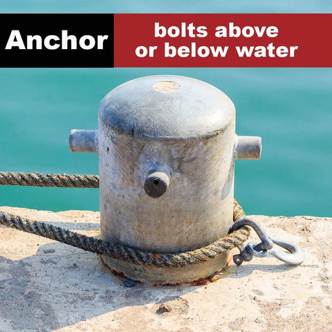 Anchor used on dock with heavy-duty rope and metal fastener for securing boats, suitable for above or below water applications.