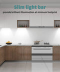 Kitchen with installed Under Cabinet LED Light Kit 3 Pack 12 Inch Linkable Plug In No Fuss Dimmable Daylight White 4500K