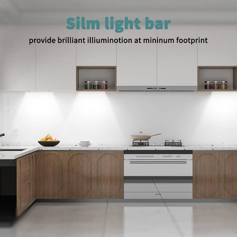 Brighten Your Kitchen With Dimmable Under Cabinet Lighting Kit, 6 Pack 12 Inch Linkable LED Light Bars installed in modern kitchen