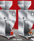 Hassle Free Automatic Powder And Granule Filling Machine With Smart Controls Roll Away Chassis, stainless steel, dispenses into bags.