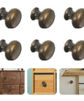 Retro Copper Zinc Alloy Cabinet Knobs Set, 10 Pack, Single Hole Mount on various furniture drawers
