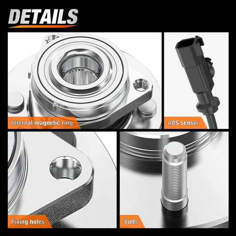 Wheel Bearing And Hub Assembly Kit For Chevy GMC Silverado Suburban Tahoe Sierra Yukon XL 1500 2007 2013 With 6 Lug OEM 515096 Replacement Front Or Rear Built For Tough Duty showing internal components and ABS sensor