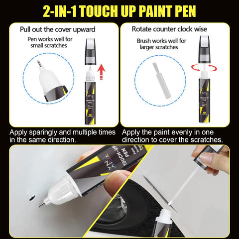 Quicksilver PN00 Touch Up Paint Pen And Brush Kit For Tesla 2-in-1 application guide with pen and brush tips