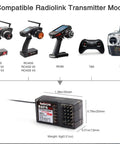 R6FG 6 Channel 2.4GHz Surface Receiver with compatible RC4GS and RC6GS transmitters for cars and boats, FHSS technology