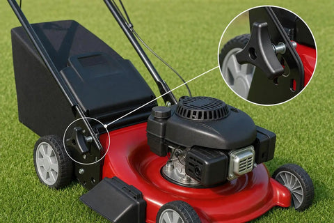 Heavy Duty 2-Pack Lawn Mower Handle Kit Featuring Premium Zinc Plated Bolts And Durable Triangle Handles With Extra Gaskets For A Snug Fit, Rust Free Finish, And Smooth Operation On All Tractors Keeps Your Ride Running Crisp, on red mower handle
