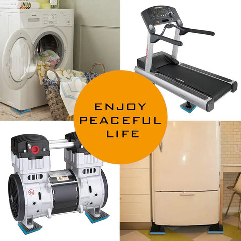 Four Pack Rubber AntiVibration Pads With EVA Foam Core used under washer, treadmill, compressor, and fridge