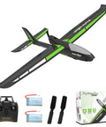Stunt Ready To Fly 4 Channel RC Plane Ranger600 Glider with 2.4Ghz control, Xpilot system, controller, batteries, and box shown.