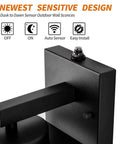Close-up of Two Pack Dusk To Dawn Outdoor Wall Lanterns With Photocell Sensor in matte black, showing mounting design.