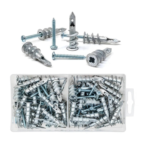 Drywall Anchor Kit With Self Drilling Screws DIY Friendly Zinc Alloy Wall Fasteners Yellow Zinc Plated Carbon Steel Rust Resistant Self Tapping Anchors No Prep Install Easy Mount For Shelves Picture Frames And TV Mounts, assorted anchors in case