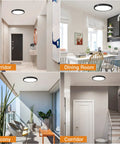 Ultra Thin 18W LED Flush Mount Ceiling Light Panel Easy Install No Fuss 8.9 Inch 1800 Lumens 5000K Daylight Black Six Pack
