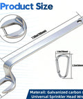 Slick Hassle Free Universal One Half Inch Fire Sprinkler Head Wrench size details, featuring galvanized carbon steel material.