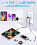 White Usb-C Wall Outlet With Built In Night Light 20 Pack 24W Quick Charge Adapter Featuring Type C And Type A Inputs 15 Amp Tamper Safe Socket Comes With Wall Plates Zero Stress Swap For Home Office charging multiple devices.
