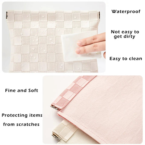 Leather Cosmetic Pouch For Purse With Secure Snap Closure And Slim Profile. Grab And Go Organizer For Lipsticks, Cards, And Travel Must Haves. Waterproof Sliding Clutch keeps leather pouch clean and easy to maintain.