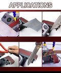 Heavy Duty Wet And Dry Bench Belt Sander With Adjustable Speed Multi-Angle Head, Includes 10 Sanding Belts for various applications.
