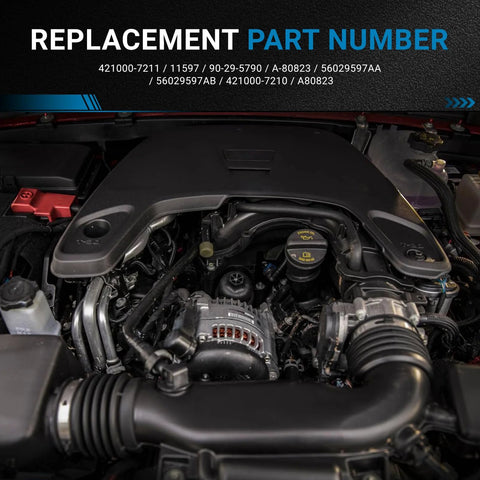 Engine bay of Jeep Wrangler with Beefed-Up 160 Amp Alternator For 2012 To 2023 Jeep Wrangler And Gladiator 3.6L V6 12V 6-Groove Pulley Direct-Fit Replacement Plug-And-Play Install Heavy-Duty Power Boost Today visible