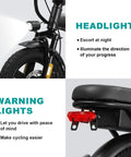 Foldable Ebike For Adults And Teens, City Commuter With 560W Motor, headlight and warning lights details