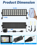 Two Pack 100W LED Shop Lights 14000 Lumens 6000K Daylight Plug In Garage Lights With 6 Foot Power Cord IP66 Waterproof Beast Bright 120 Degree Beam For Garage, Workshop, Warehouse, Outdoor Yard Garden, showing dimensions and components