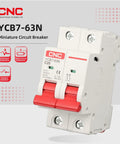 16 Amp 2 Pole AC Circuit Breaker DIN Rail Mount With Thermal Magnetic Trip, 400V AC Disconnect Switch MCB For Overload And Short Circuit Protection, Includes 35mm DIN Rail, Sleeve, And Screws. white 2-pole MCB with red handle