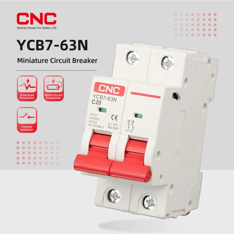 16 Amp 2 Pole AC Circuit Breaker DIN Rail Mount With Thermal Magnetic Trip, 400V AC Disconnect Switch MCB For Overload And Short Circuit Protection, Includes 35mm DIN Rail, Sleeve, And Screws. white 2-pole MCB with red handle
